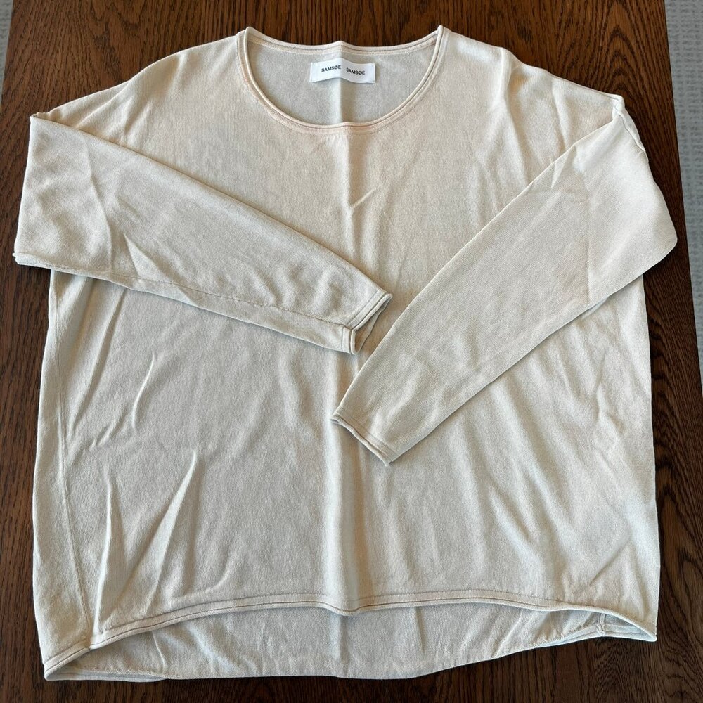 Samsoe Samsoe Kally O-Neck Cream Light Knit Long Sleeve Sweater Small